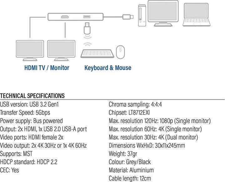 Nährwerte und Zutaten ACT AC7013 (USB-C, 3 Ports)