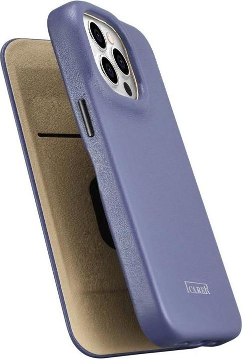 Actual product image iCarer CE Premium Leather Folio Case for iPhone 14 Pro Magnetic Flip Leather Folio Case MagSafe Ligh (Apple iPhone 14 Pro)