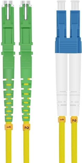 Produktbild Helos fiber optic cable E2000® APC (LSH) / LC Duplex 9/125 OSm OS2 yellow 7.5 m (S/UTP, CAT6a, 7.50 m)