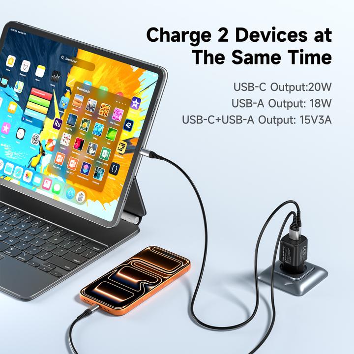Image du produit FoneKit Mini 20W USB-C + USB-A Charger, black (20 W, 2 ports)