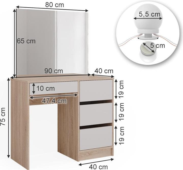 Produktbild Vicco Sherry mit LED Beleuchtung (90 x 75 x 40 cm)