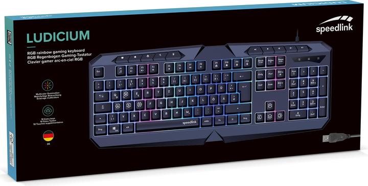 Produktbild Speedlink LUDICIUM RGB Rainbow Gaming Keyboard, black (Deutschland, Kabelgebunden)
