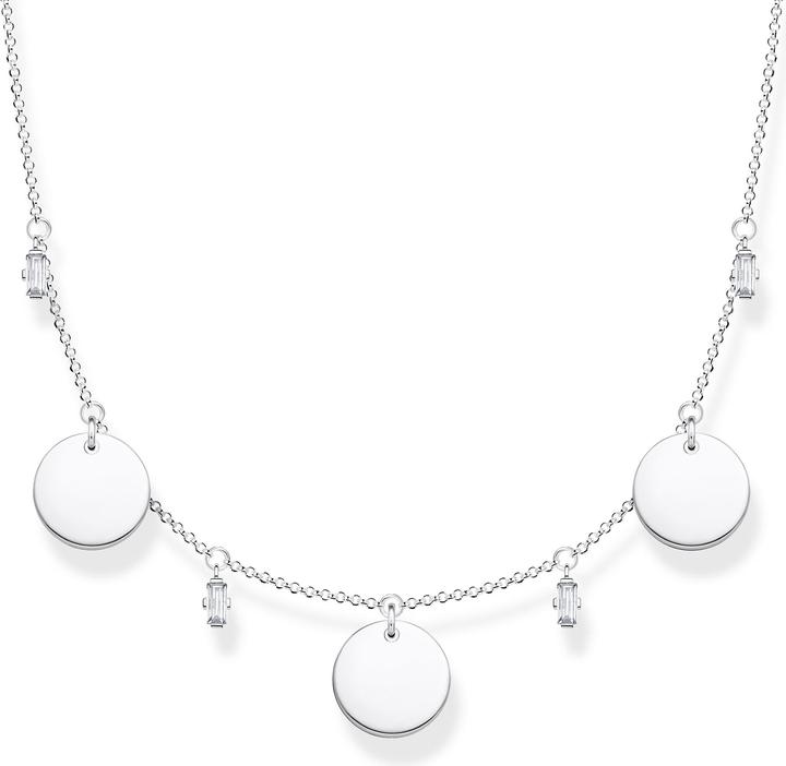 Productafbeelding Thomas Sabo Ketting met drie munten en witte stenen zilver (925 zilver, 40 - 45 cm)