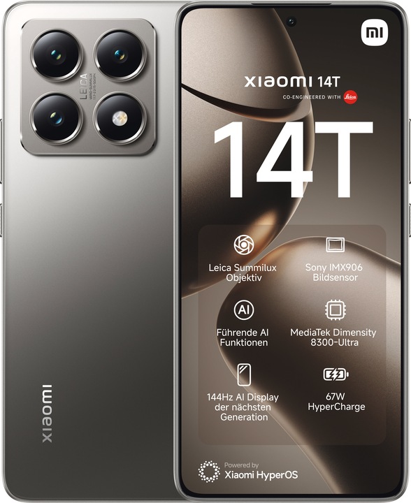 Xiaomi 14T (256 GB, Titan Gray, 6.67", Dual SIM, 50 Mpx, 5G)