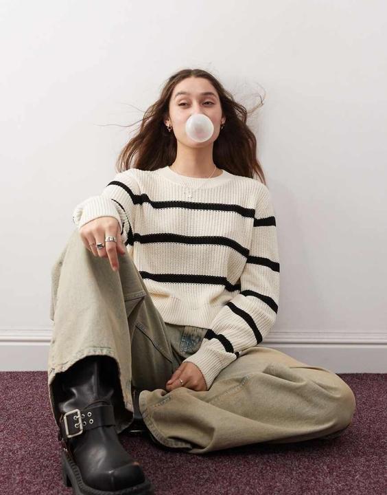 Actual product image Noisy May Striped knit jumper (M)