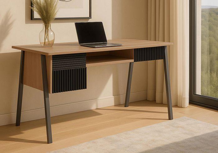 Produktbild Mendler Schreibtisch HWC-O40, MDF Metall Melamin 78x120x60cm – natur