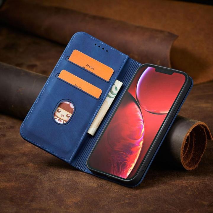 Actual product image Hurtel Magnet Fancy Case Case for iPhone 13 Pro Max Pouch Card Wallet Card Holder Blue (Apple iPhone 13 Pro Max)