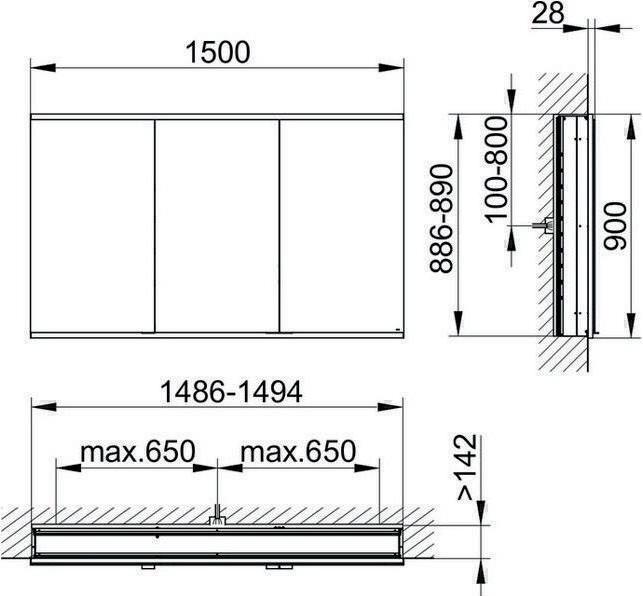 Actual product image Keuco Mirror cabinet ROYAL MODULAR 2.0 width 1500mm height 900mm depth 160mm