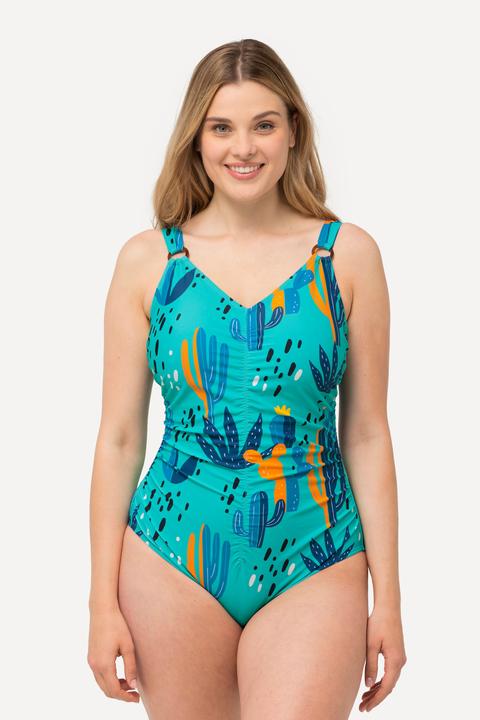 Image du produit Ulla Popken Maillot de bain, cactus, bonnets souples, anneaux fantaisie, matière recyclée (58)