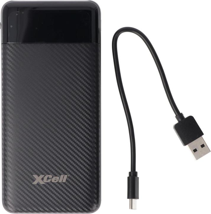 Image du produit XCell Powerbank X10000 d'une capacité de 10 000 mAh, design épuré, écran LED