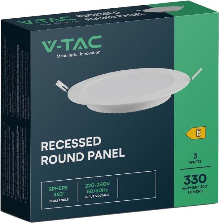 Image du produit V-TAC Luminaire LED encastré VT-61003, EEK : E, 3 W, 330 lm, 4000 K, 90,5 mm (330 lm)