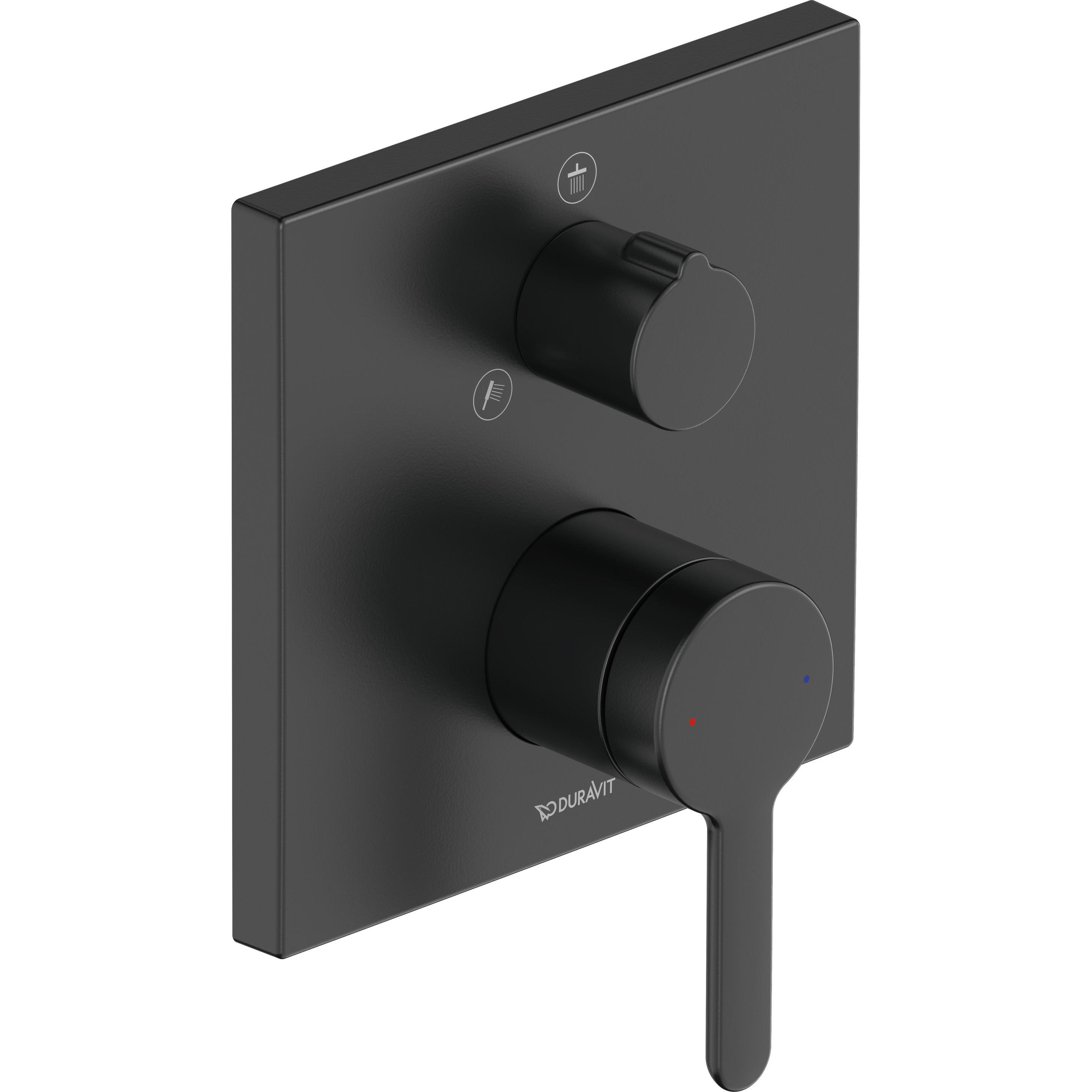 Duravit, Badarmatur, Einhebel-Brausemischer C.1 UP mit Umstellventil eckig schwarz matt