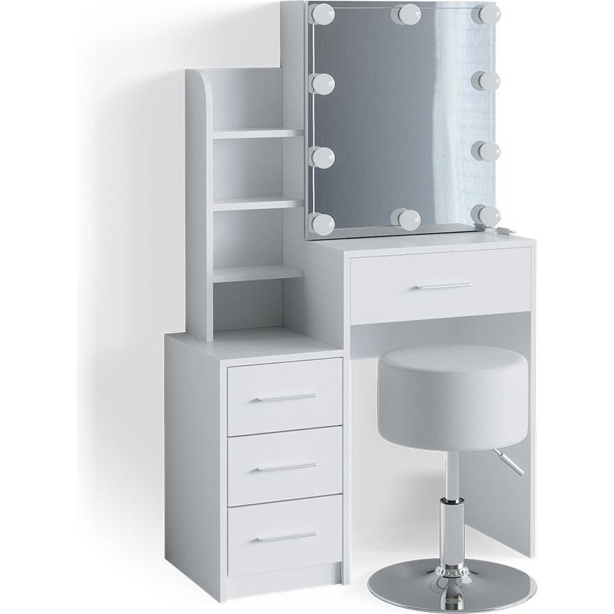 Vicco, Schminktisch, Conrada mit Hocker und Beleuchtung (80 x 36 x 132 cm)