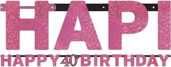 Actual product image Amscan Guirlande Happy Birthday "40 ans" Rose (1 Piece)