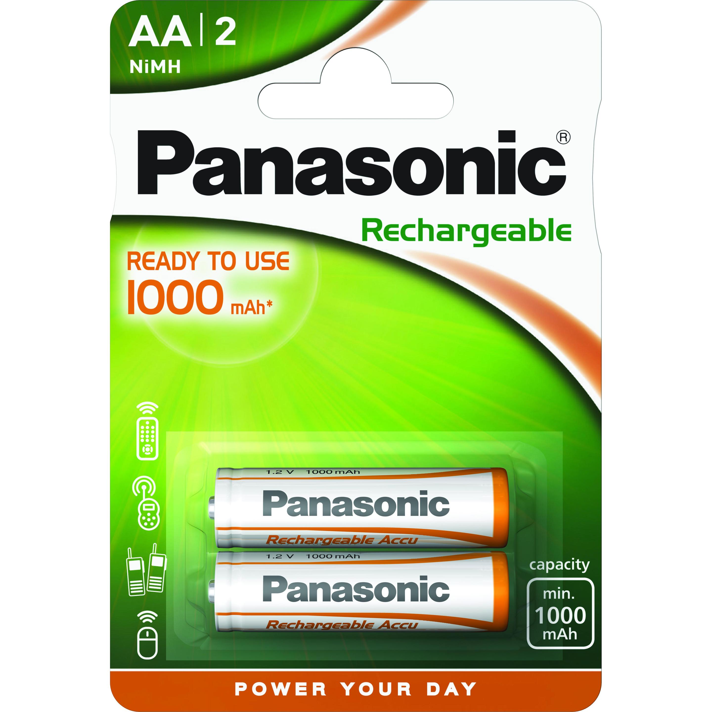 Panasonic Rechargeable DECT (2 Stk., AA, 1000 mAh), Batterien + Akkus