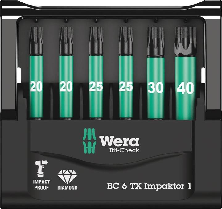 Produktbild Wera Bit-Check 6 TX Impaktor 1 (Innensechsrund TX M30, Innensechsrund TX M25, Innensechsrund TX M40)