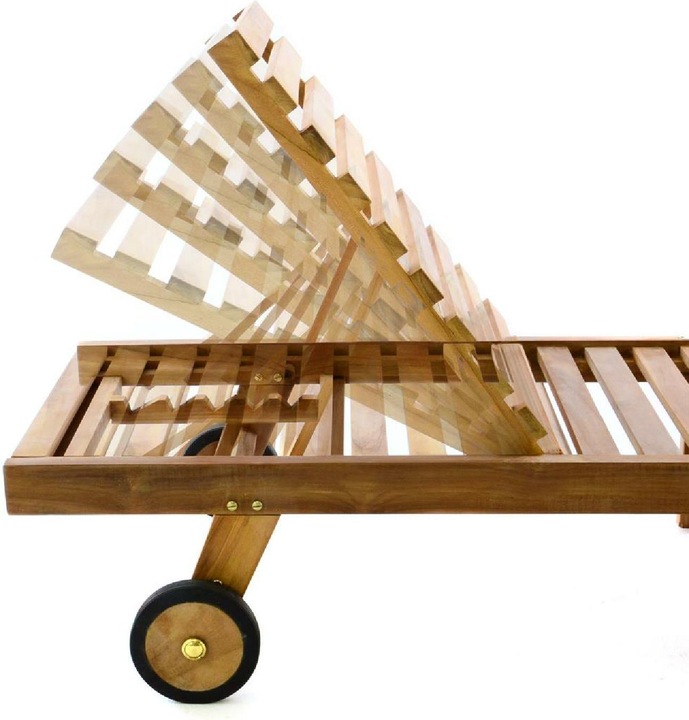 Produktbild VCM Sonnenliege Gartenliege Liegestuhl Teakholz klappbar behandelt (200 cm)