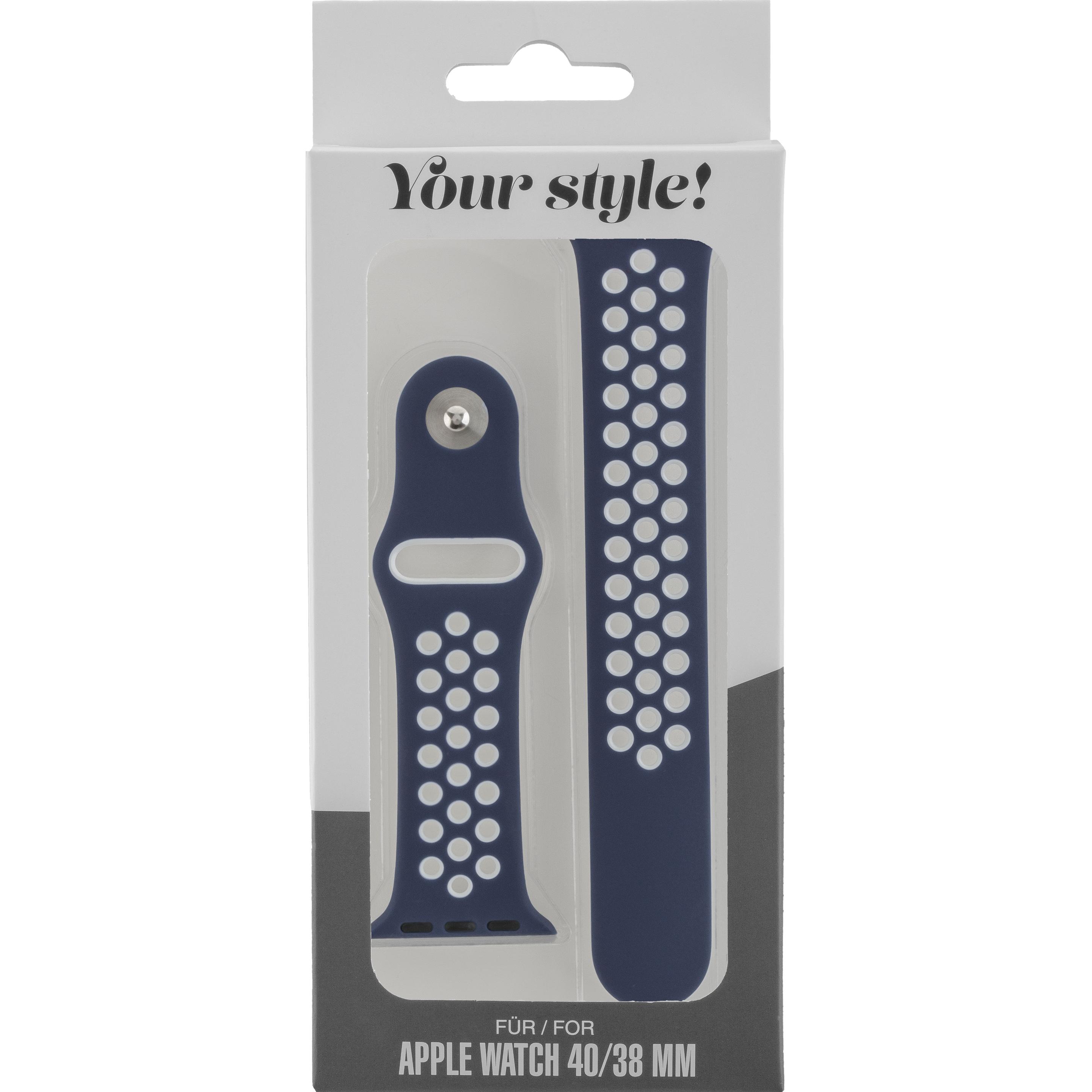 Peter Jäckel WATCH BAND für Apple Watch 41/40mm (Series 4 - 9)/ 38mm (Series 1 - 3) Silicon Dual Blu (Silikon, Watch 40m...