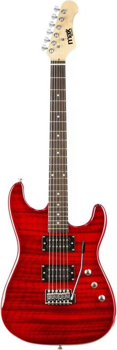 Actual product image Max Music Electric Guitar GigKit Quilted Style Red (Electric guitar, Basswood, Chrome, Linden, Maple, Maple, Tulipwood)