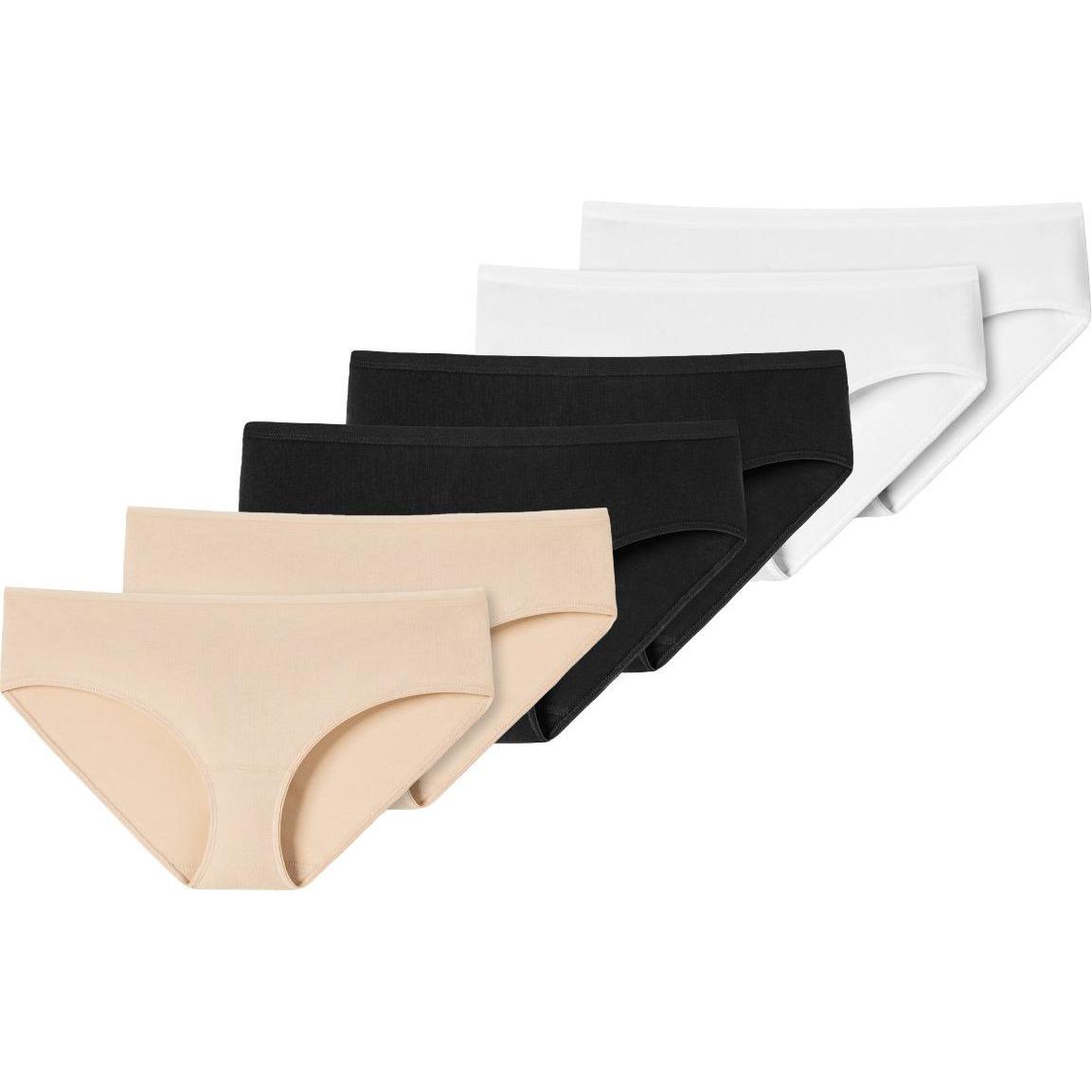 Schiesser, Damen, Unterhosen, 6er Pack 95/5 Organic Hipster, Weiss, Schwarz, Beige, (44, 6er Pack)