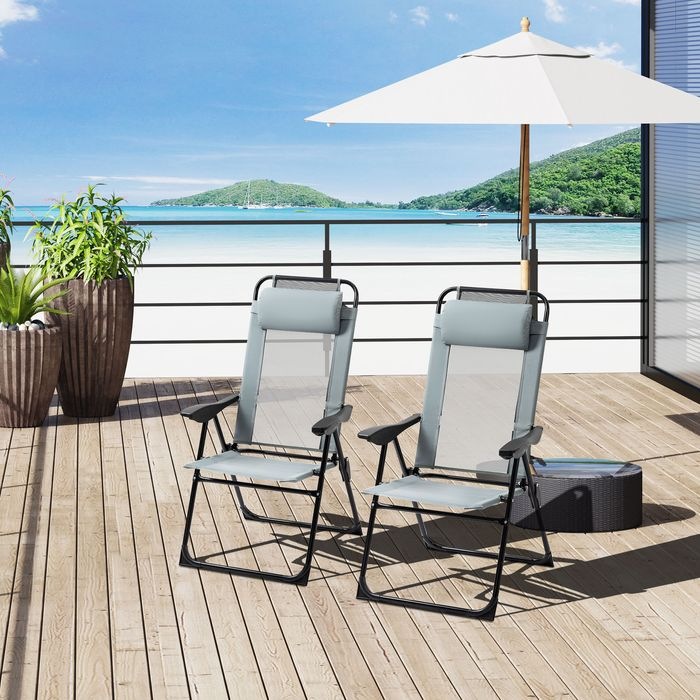 Produktbild Swisshandel24 2er-Set Klappstuhl klappbarer Gartenstuhl mit verstellbarer Rückenlehne Armlehne Campingstuhl für Ga