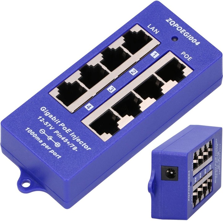 Extralink POE INJECTOR 4 PORT GIGABIT - - 4-Port Gigabit Ethernet (802.3at (PoE+), 48 W)