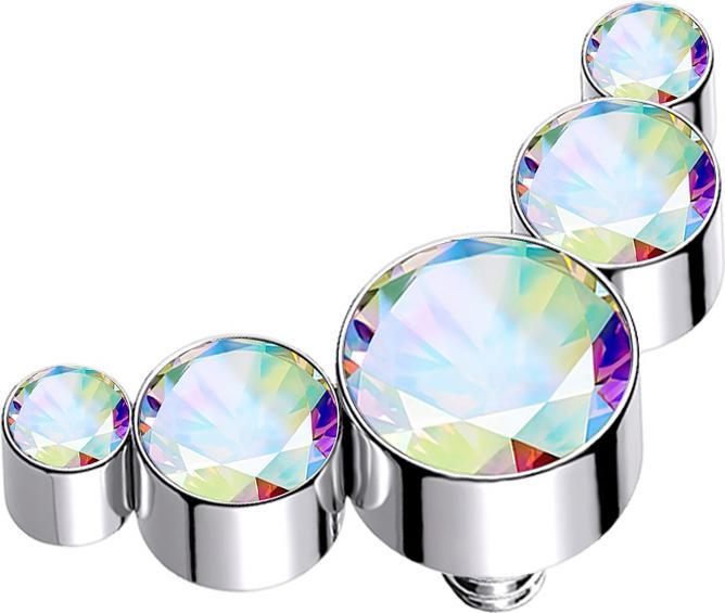 Immagine prodotto Star Piercing Dermal Anchor argento cinque cristalli multicolore (senza ottone, Acciaio chirurgico 316L)