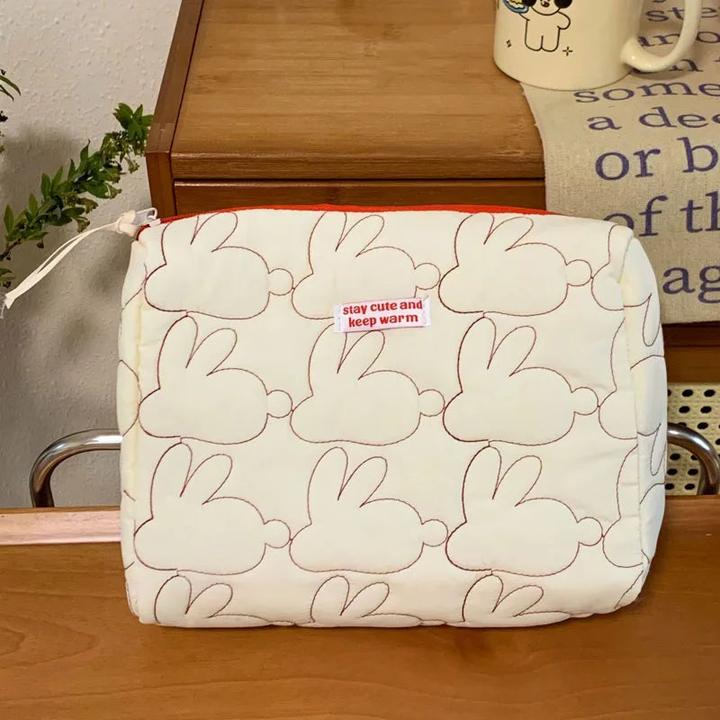 Produktbild Only-Bags.Store Gesteppte Baumwolle Flip Kosmetiktasche Fälle Makeup Pouch Travel Organizer Lagerung Taschen mit
