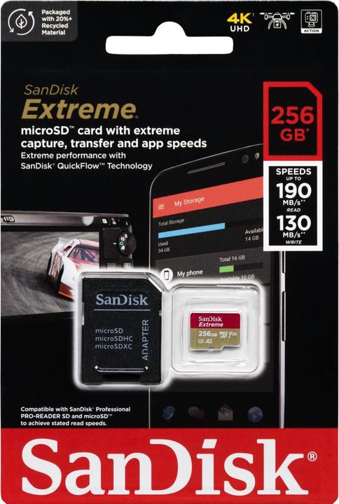 Productafbeelding SanDisk Extreme UHS-I V30 (256 GB, microSDXC, U3, UHS-I)