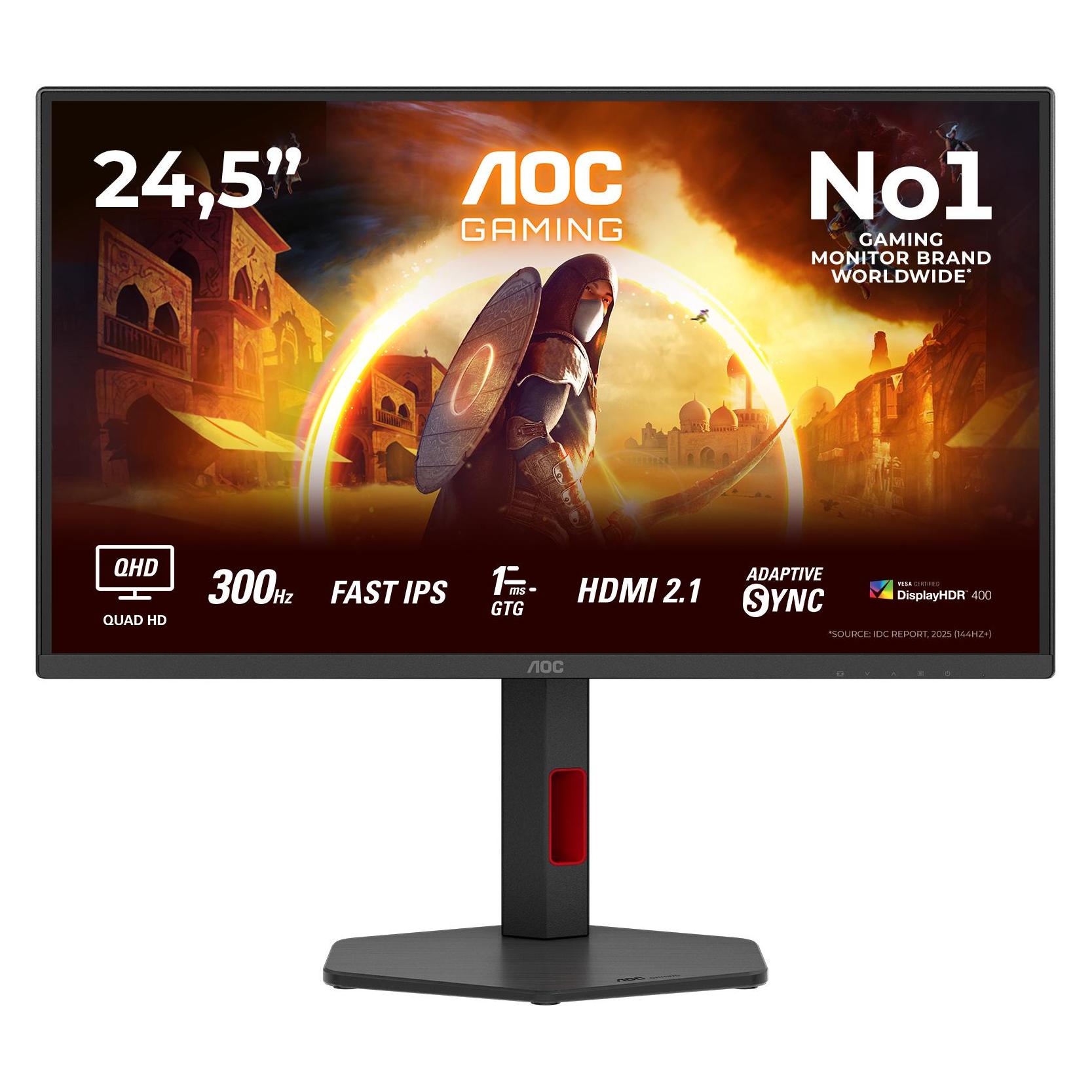 AOC Q25G4SR (2560 x 1440 Pixel, 24.50"), Monitor, Schwarz