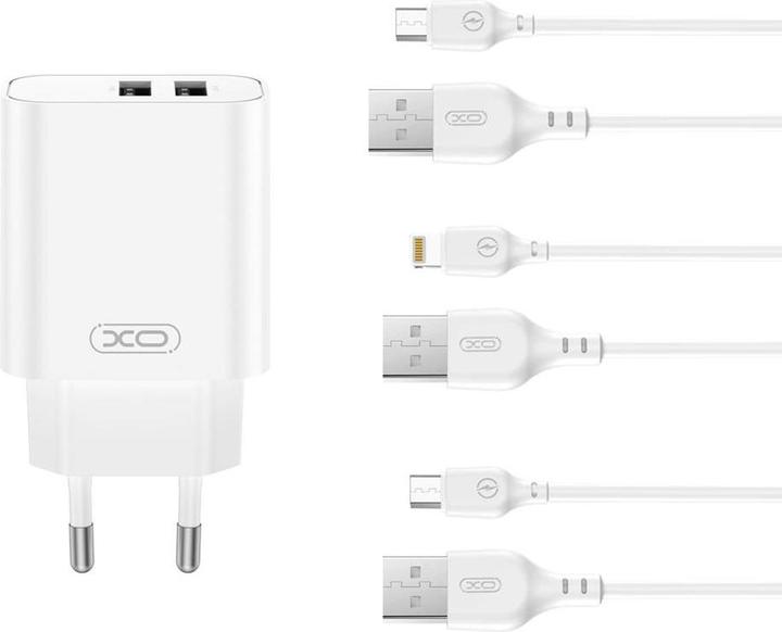 Produktbild xO wall charger CE34 2x USB 2,4A white + microUSB cable (12 W)