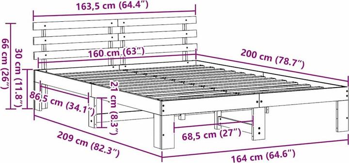 Actual product image vidaXL Bettgestell (160 x 200 cm)