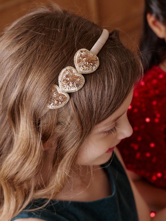 Vertbaudet Mädchen Haarreif mit Pailletten-Herzen