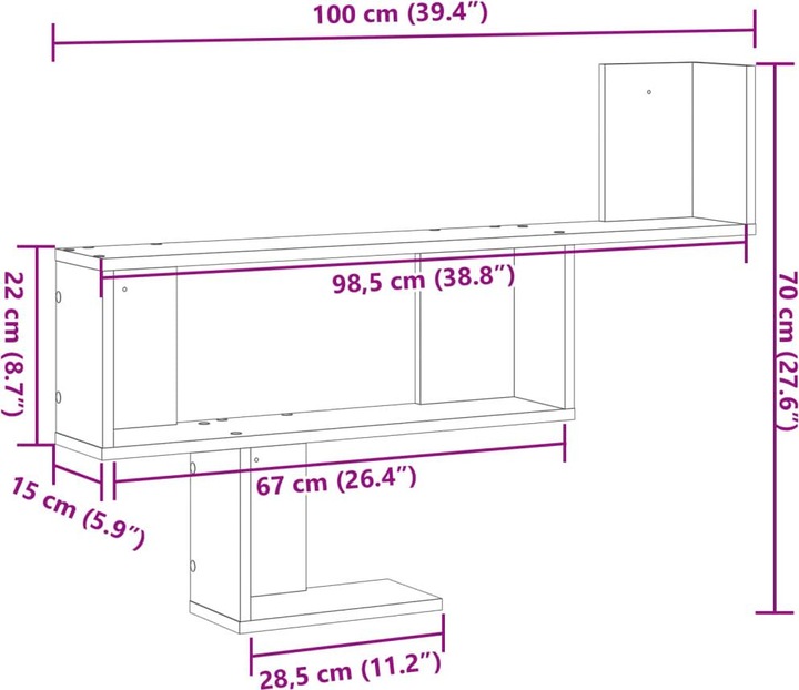 Valori nutrizionali e ingredienti VidaXL Scaffale a muro (100 x 15 x 70 cm)