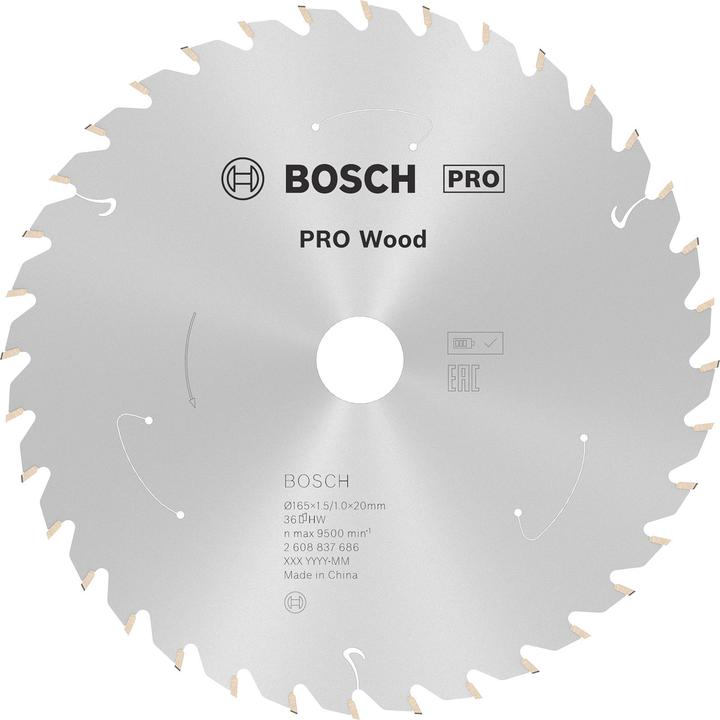Actual product image Bosch Professional Zubehör PRO Wood cordless circular saw blade, 165 x 1.5 x 20 mm