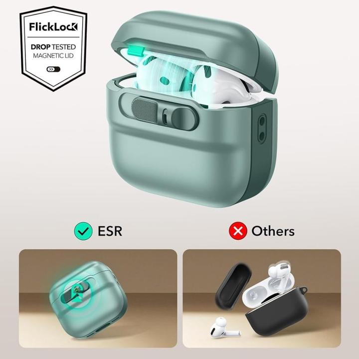 Actual product image ESR Pulse Halolock Magsafe Case for AirPods 4 - Green (Headphone sleeve)