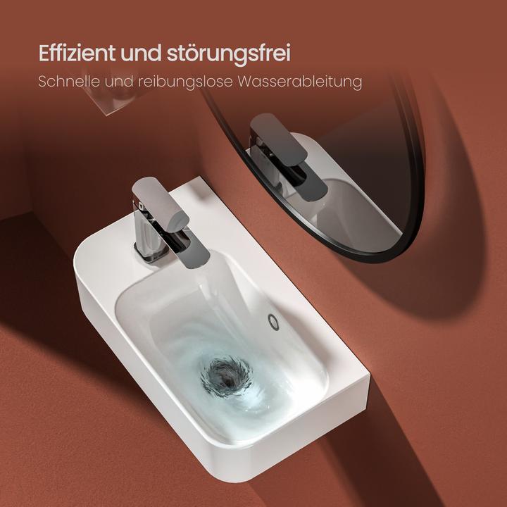 Produktbild Emke Wandwaschbecken 450 x 265 x 156 mm, Rechteckig, Keramik, Hahnloch rechts, Weiss glänzend (265 mm, 450 mm)