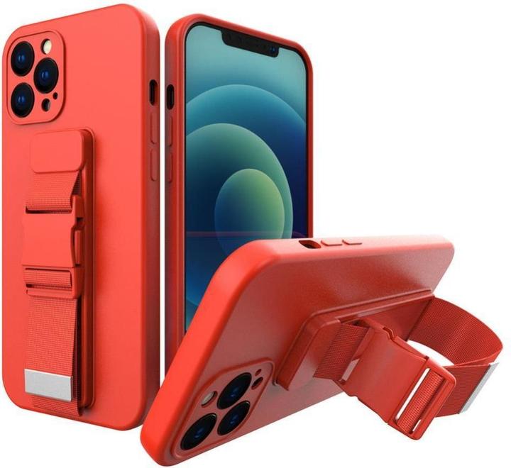 Hurtel Custodia in gel con cordino a catena e cordino per borsa Samsung Galaxy A22 5G rosso