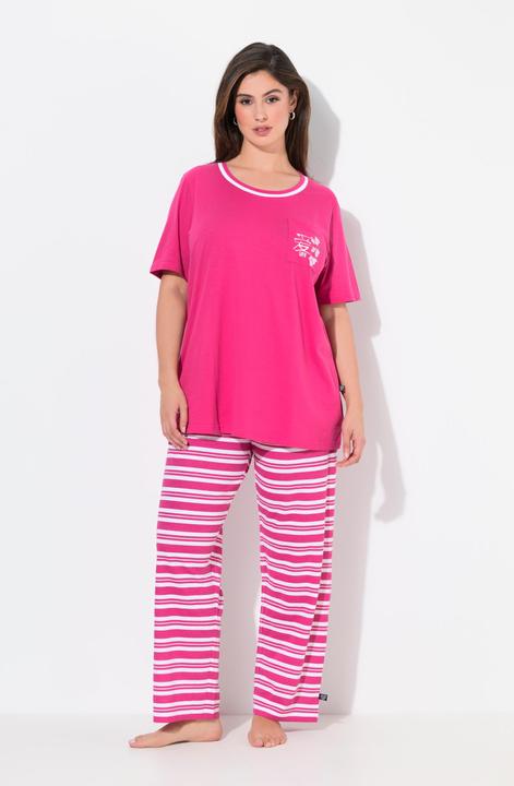 Produktbild Ulla Popken Pyjama, Ringelhose, Rundhals, Halbarm, Taschen (46, 48)