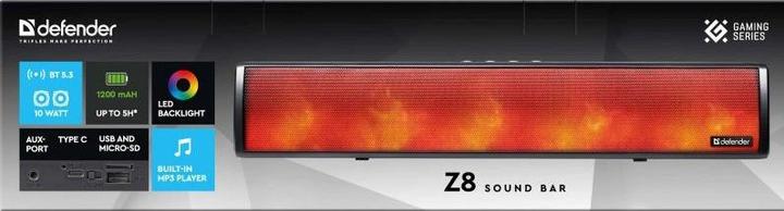 Actual product image Defender Z8 Soundbar speaker 10W USB BLUETOOTH LED RGB backlighting (10 W)