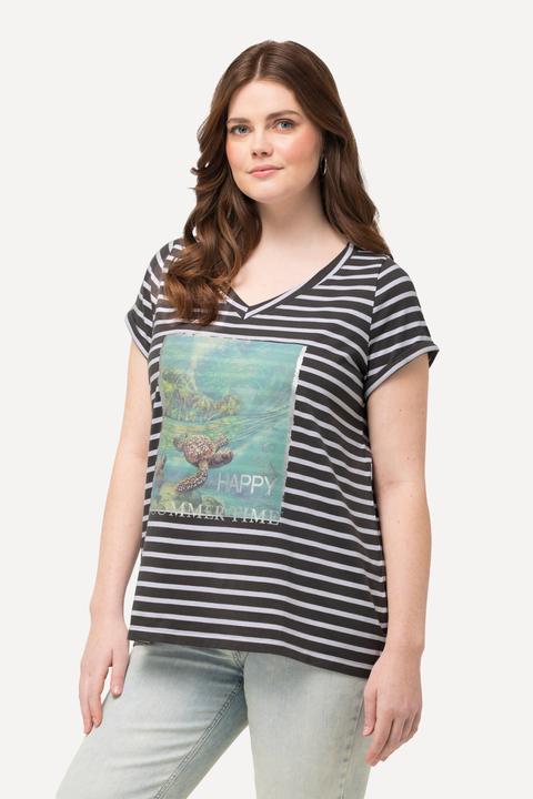 Actual product image Ulla Popken Striped Turtle short Sleeve Graphic Tee (62)