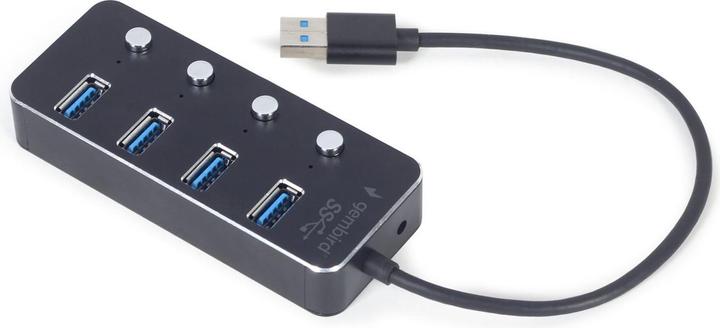 Produktbild Gembird USB 3.1 Gen 1 4-Port Hub mit Schaltern schwarz (USB-C, 4 Ports)