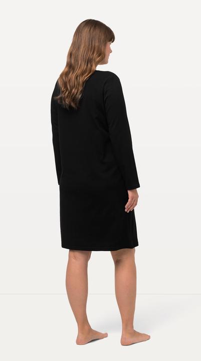 Image du produit Ulla Popken Chemise de nuit à col en V et manches longues, empiècement en velours/mesh (42, 44)