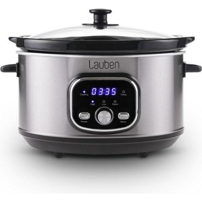 Lauben Ryżowar Slow Cooker 3500SB, Vaporiera + Cuociriso, Argento