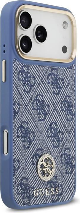 Produktbild Guess 4G Strass Logo & Big Strap Metal Buttons MagSafe case for iPhone 17 Pro Max blue (Apple iPhone 17 Pro Max)