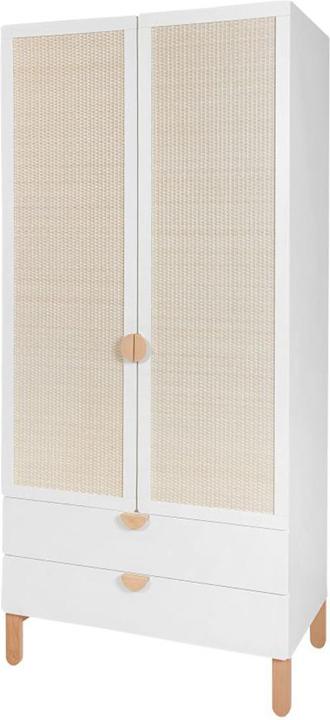 Petits-Meubles Bellamy Laurie White and wood 2-door 2-drawer wardrobe (89.50 x 50 x 198 cm)