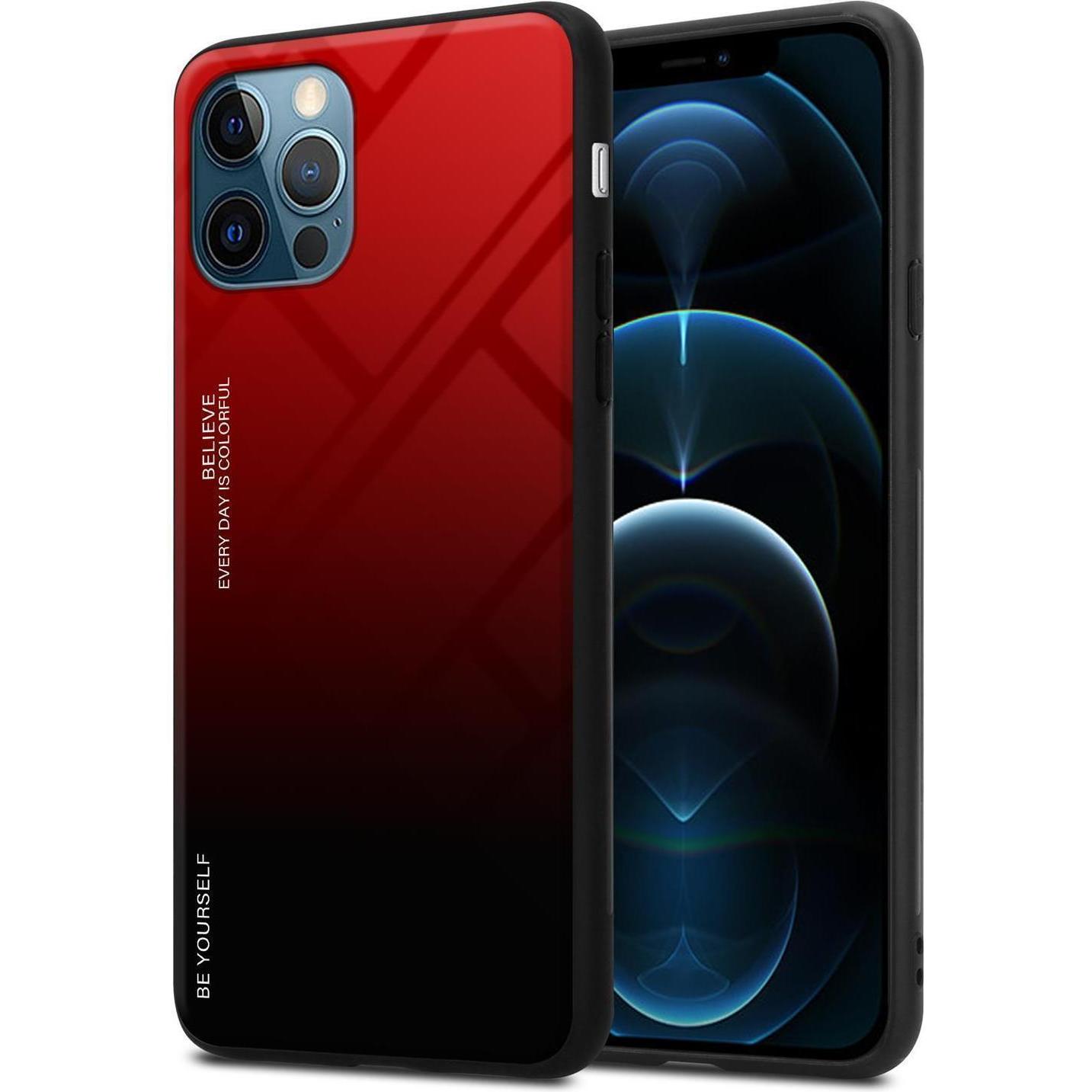 Cadorabo TPU 2 Farben Glas Cover (Apple iPhone 12, Realme 12 Pro+), Smartphone Hülle, Schwarz