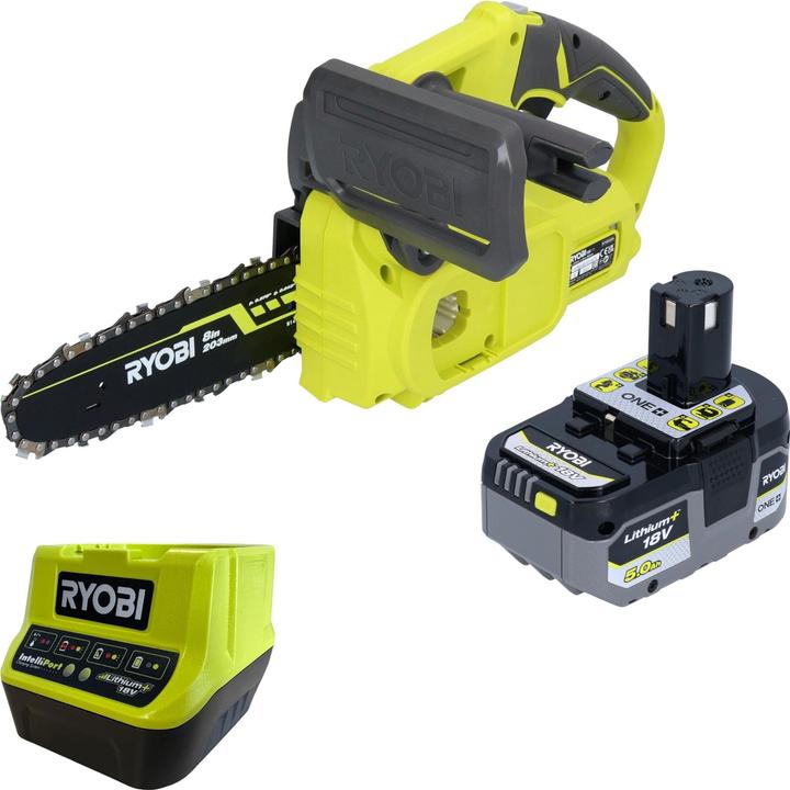 Immagine prodotto Ryobi RY18CS20A 18 V ONE+ motosega a batteria 20 cm Compact + 1x batteria 5,0 Ah + caricabatterie (Sega a catena a batteria)