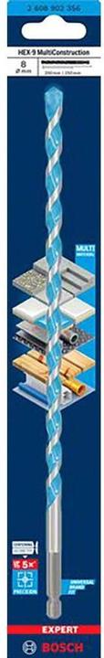 Produktbild Bosch Professional Zubehör Expert HEX-9 Multi Construction Bohrer, 8 x 200 x 250 mm (8 Millimeter)