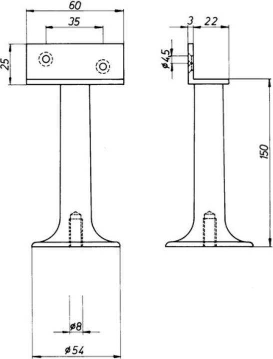 Actual product image Deni Partition support width 60 mm height 150 mm aluminium F1 / natural colour (1 pcs.)